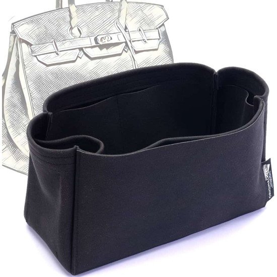 Bir.kin Suedette Leather Bag and Purse Organizer in Double-Zip Style and Dark Gray 2024 / Bag Insert for Bir.kin 30, 35, and 40 / Bir.kin Liner